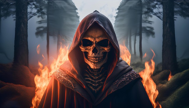 Free ai generated skeleton burning illustration