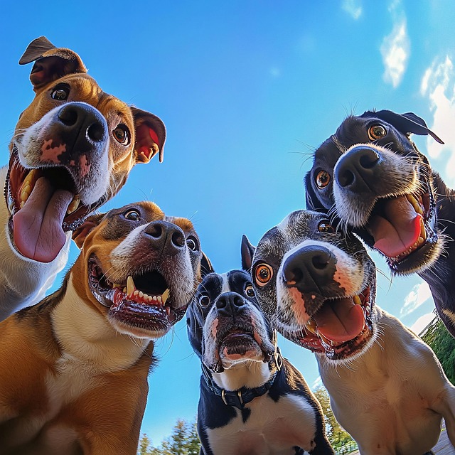 Hunde, Gruppe, Neugierig, Kleiner Winkel