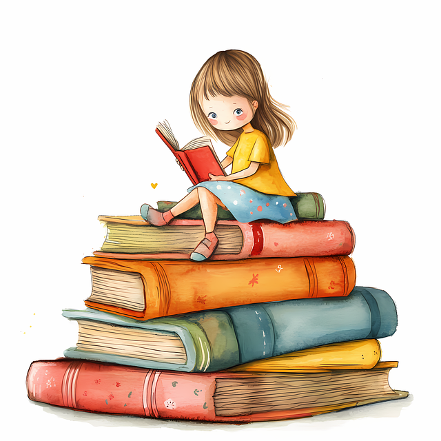 Free ai generated girl books illustration