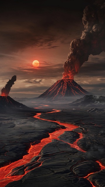 Free ai generated volcano eruption illustration