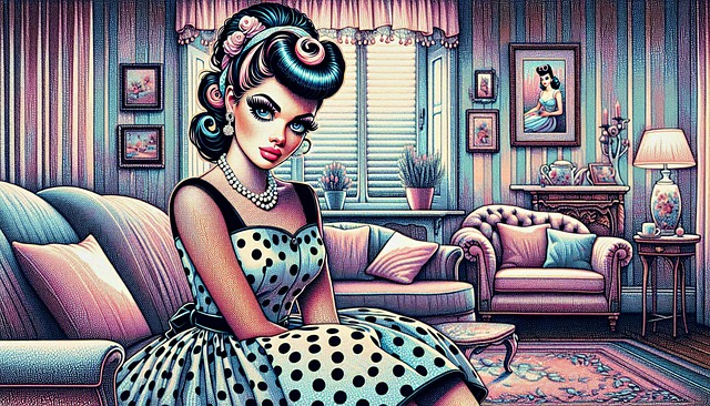 Free ai generated woman retro illustration