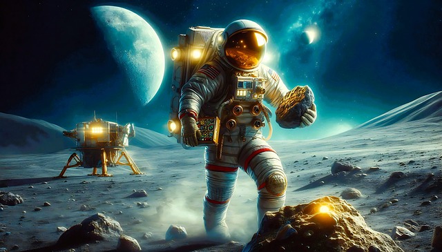 Free ai generated moon landing space travel illustration