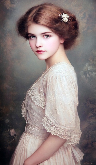 Free ai generated girl vintage illustration
