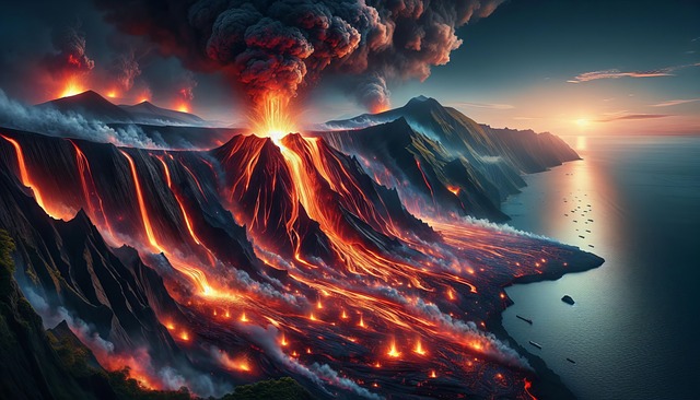 Free ai generated volcano lava illustration