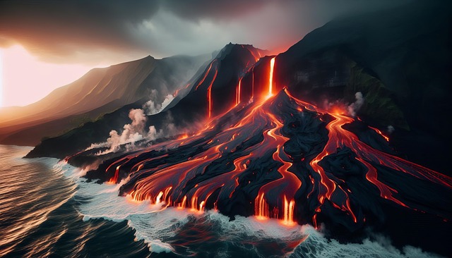 Free ai generated volcano lava illustration