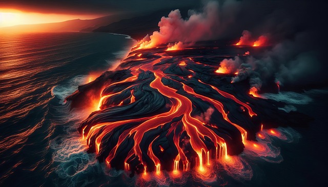 Free ai generated volcano lava illustration