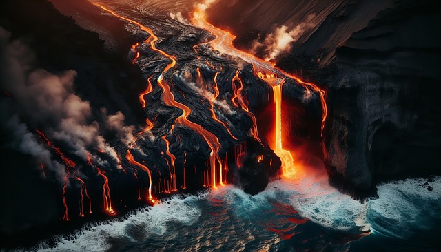Free ai generated volcano lava illustration