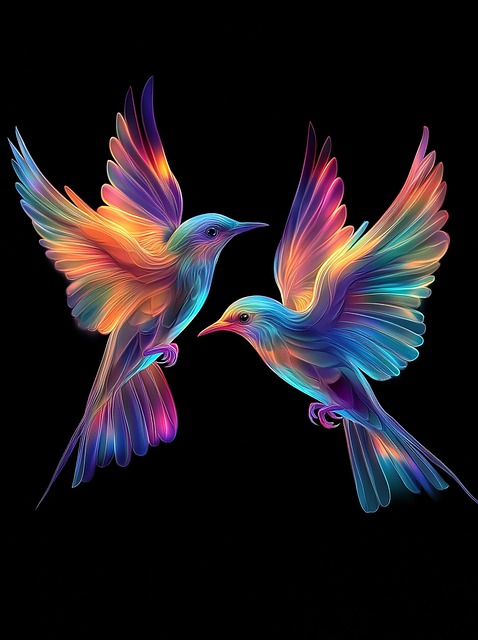 Free ai generated birds vibrant colors illustration