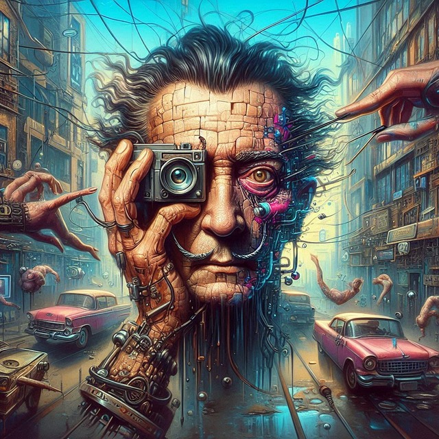 Free dali cyberpunk men illustration