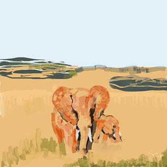 Free Elephants Painting illustration and picture