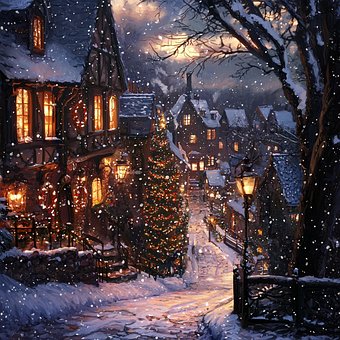 Free Christmas Town Christmas Scene illustration and picture