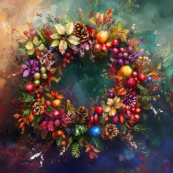 Free Christmas Wreath Holiday Wreath illustration and picture