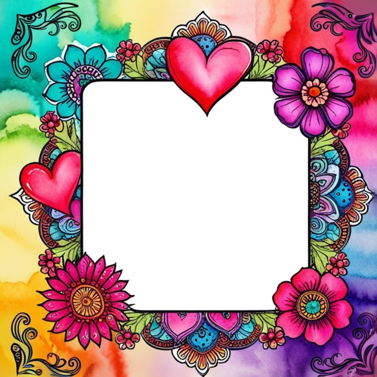 Download free HD stock image of Frame Border Free frame border flower illustration