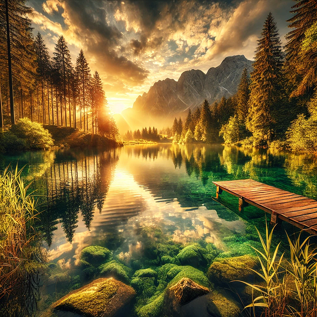 Free ai generated mountains sunrise illustration