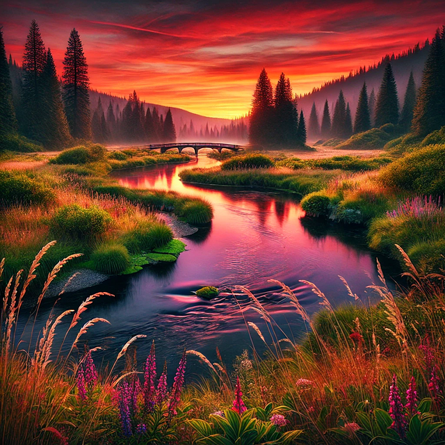 Free ai generated lake sunrise illustration