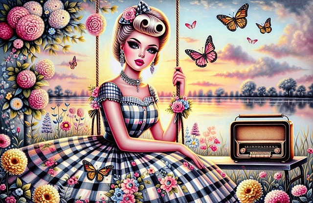 Free ai generated vintage woman retro style illustration