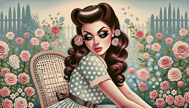 Free ai generated retro woman nature illustration