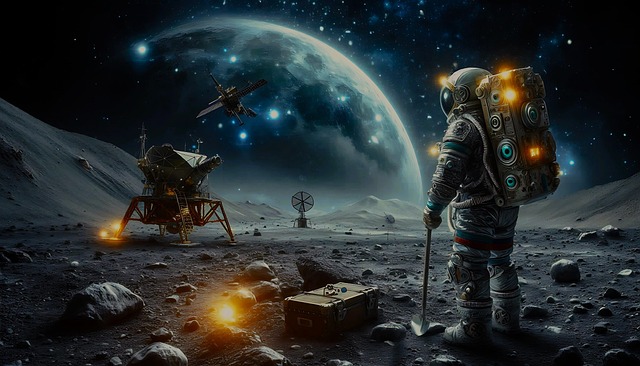 Free ai generated apollo moon landing illustration