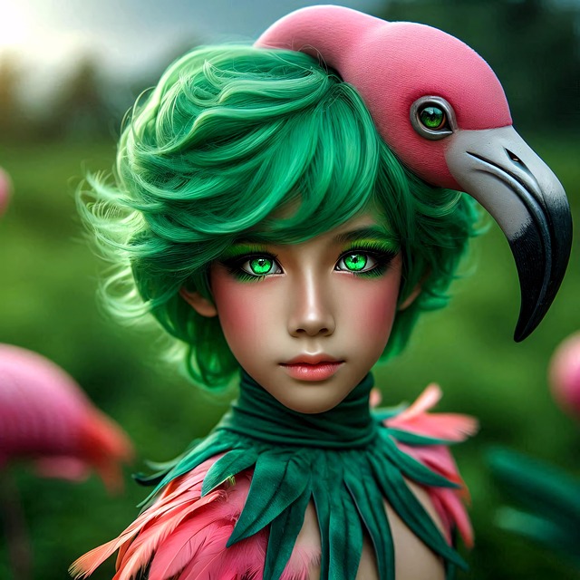 Free ai generated flamingo child illustration