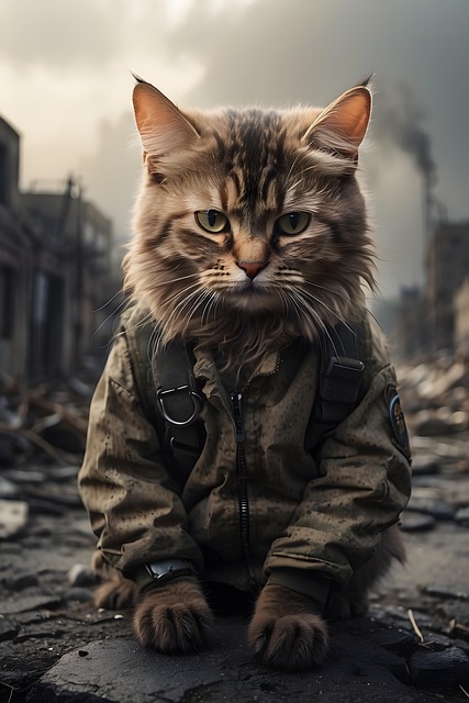 Free ai generated cat soldier illustration