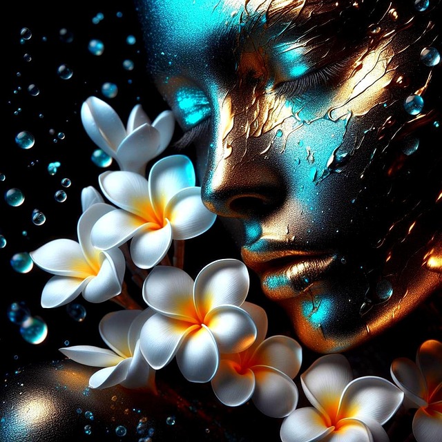 Free ai generated woman flowers illustration
