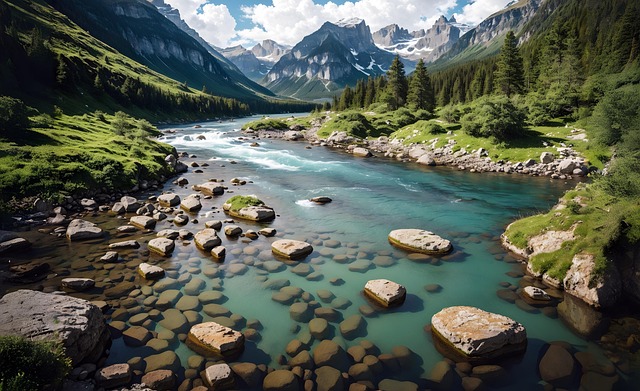 Natuur, Landschap, Lucht, Rivier, Water