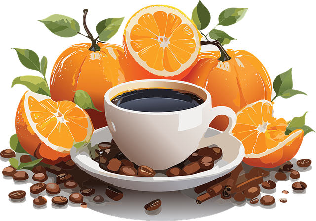 Free ai generated coffee oranges illustration
