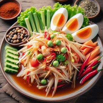 Free Thai Food Papaya Salad illustration and picture