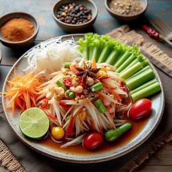 Free Thai Food Papaya Salad illustration and picture