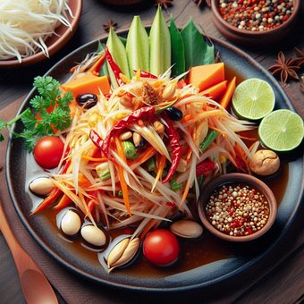Free Thai Food Papaya Salad illustration and picture