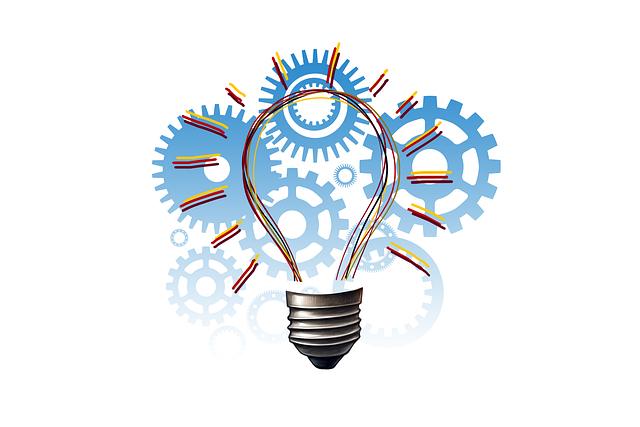 Free ai generated light bulb gear wheels illustration