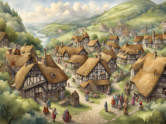 Download free HD stock image of Ai Generated Medieval Free ai generated medieval village illustration