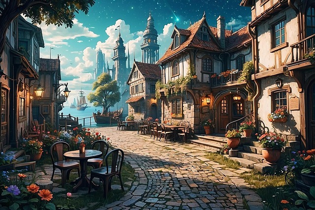 Free ai generated middle ages town illustration