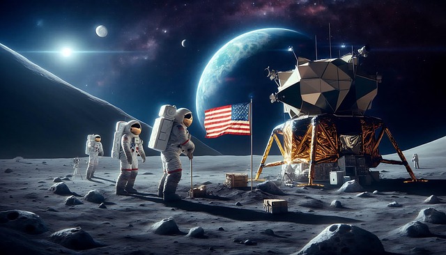 Free ai generated moon landing astronaut illustration