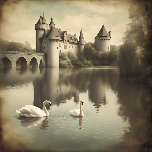 Free ai generated swans castle illustration