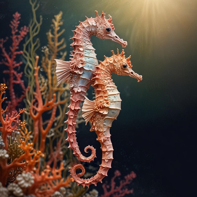 Free ai generated seahorse couple illustration