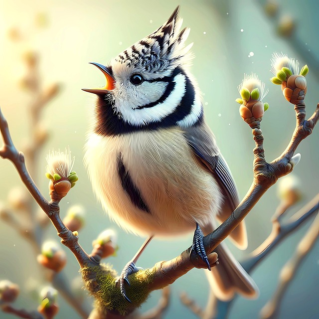 Free crested tit tit songbird illustration
