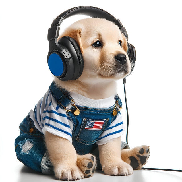 Free dog headphones nature illustration