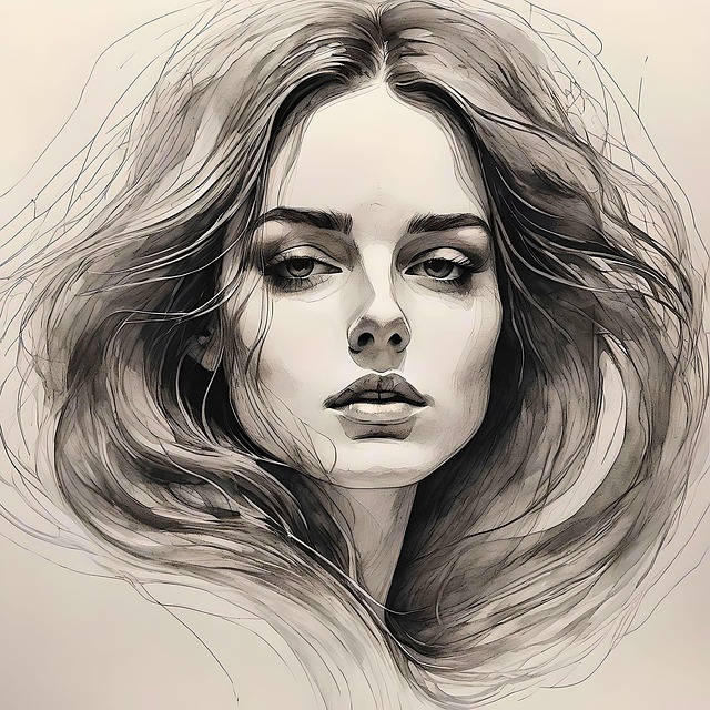 Ai Généré, Femme, Esquisser, Dessin