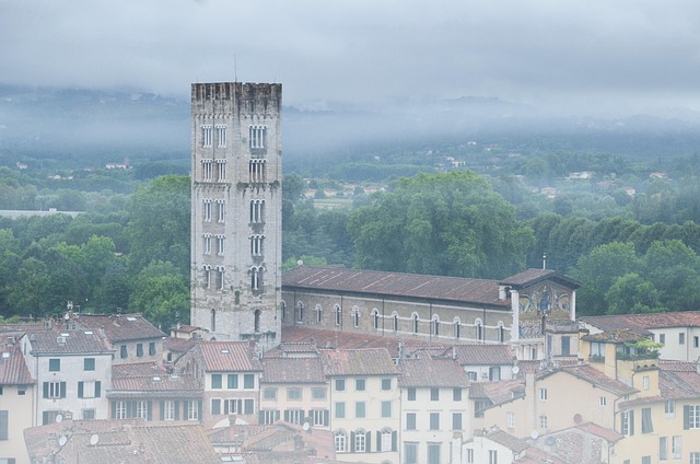 Lucca, Italien, Toskana, Torre, Nebel