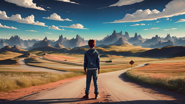 Free ai generated boy travel illustration