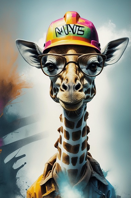 Free ai generated giraffe sunglasses illustration