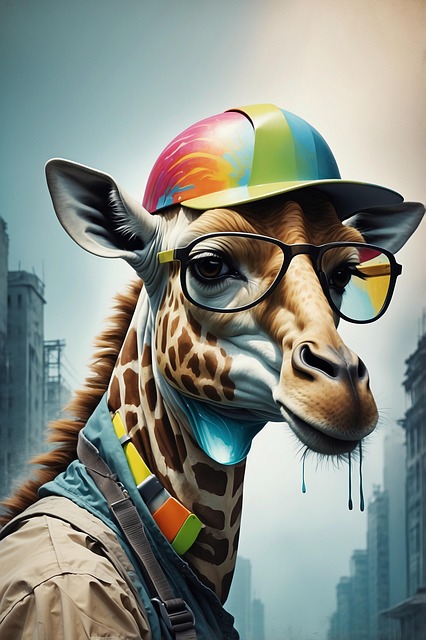 Free ai generated giraffe mammal illustration
