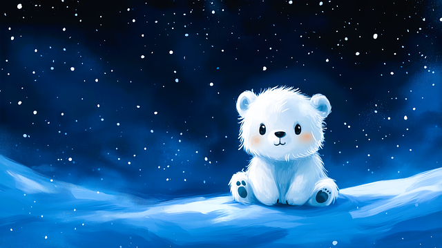 Free ai generated bear cub white illustration