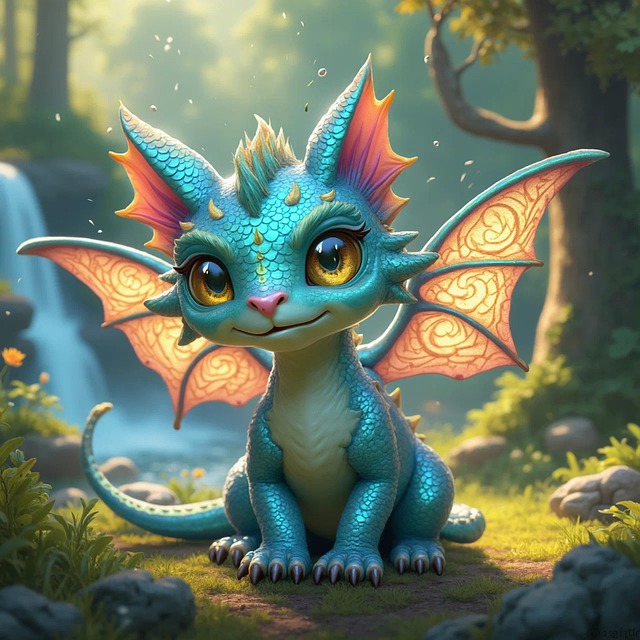Free ai generated dragon forest illustration