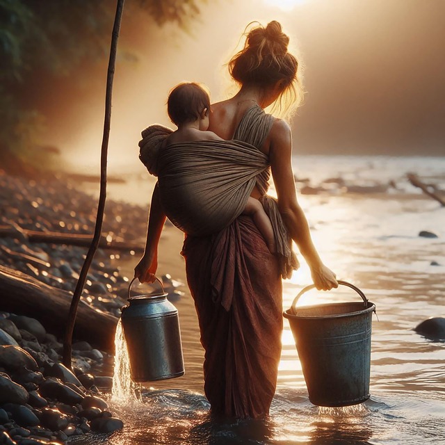 Free ai generated mother infant illustration
