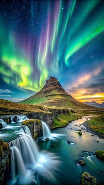 Free ai generated iceland aurora illustration