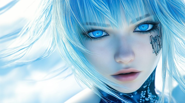 Free ai generated woman blue illustration