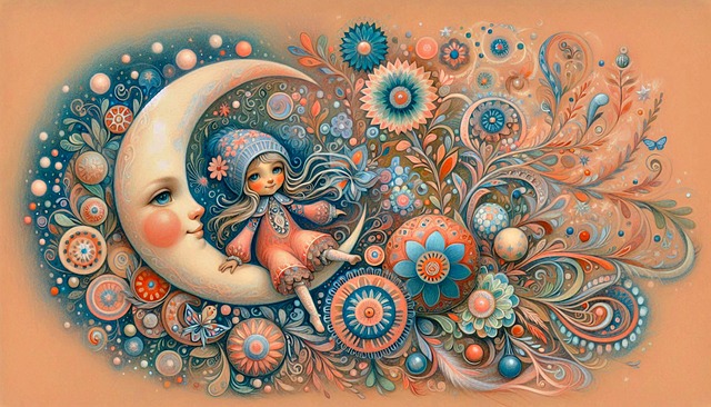Free ai generated whimsical scene crescent moon illustration