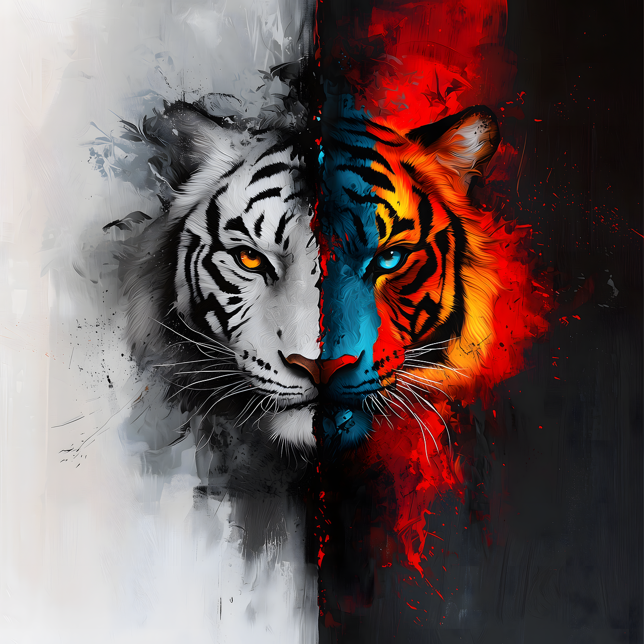 Download free HD stock image of Ai Generated Tiger Free ai generated tiger portrait illustration